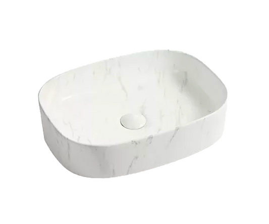 510*370*120 KHEUB CARRARA GLOSS MEDIUM RECTANGULAR CURVED BASIN
