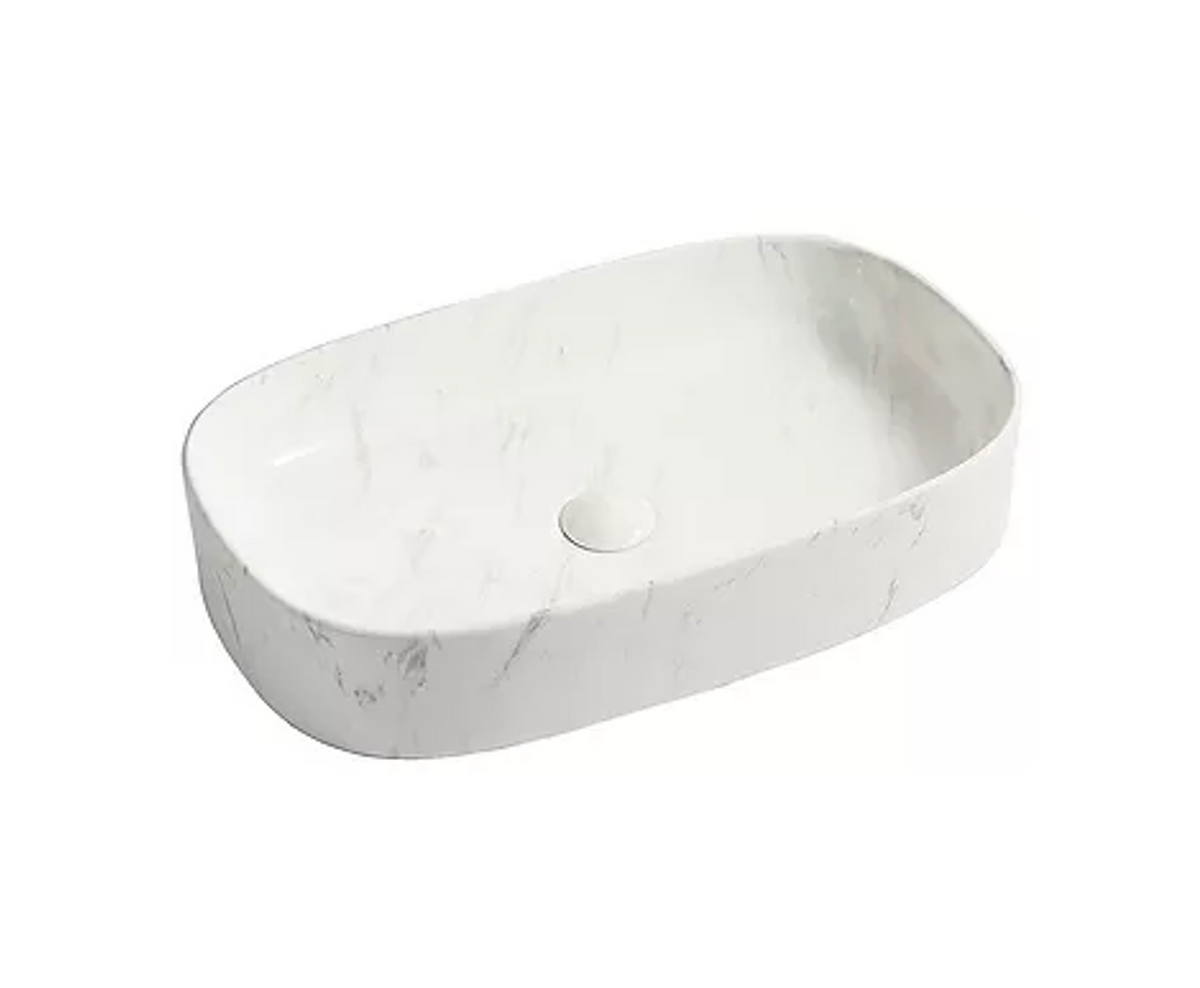 610*375*120 KHEUB CARRARA GLOSS LARGE RECTANGULAR CURVED BASIN