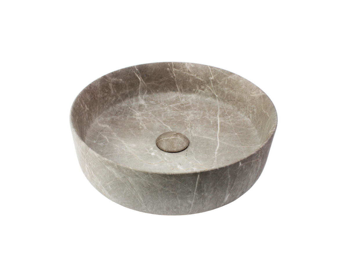 400*400*125 KHEUB FEATHER EDGE MATTE BROWN VEIN ROUND COMPACT BASIN