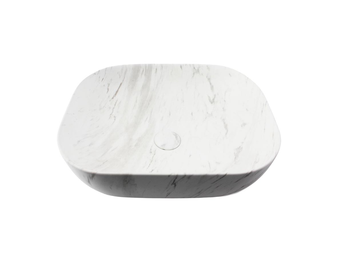 505*405*145 KHEUB FEATHER EDGE MATTE CARRARA RECTANGLE CURVE LARGE CERAMIC BASIN