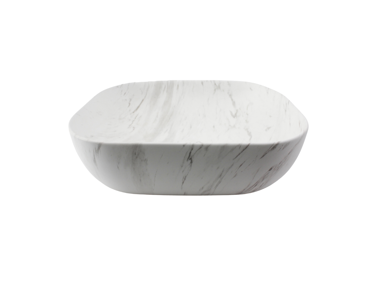 505*405*145 KHEUB FEATHER EDGE MATTE CARRARA RECTANGLE CURVE LARGE CERAMIC BASIN