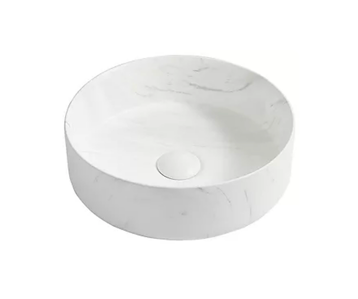 365*365*125 FEATHER EDGE ROUND CARRARA MATTE CERAMIC BASIN