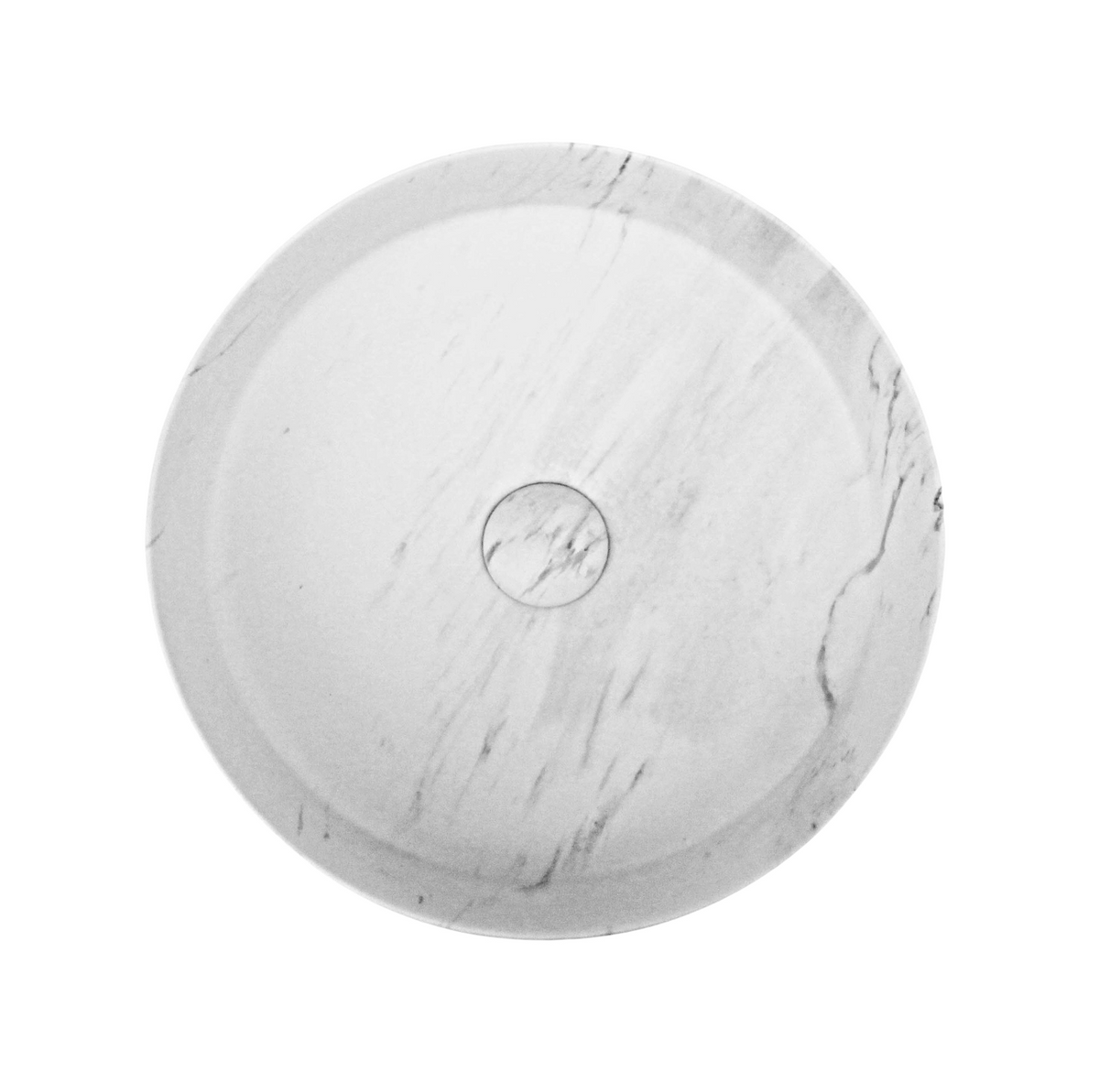 400*400*125 FEATHER EDGE ROUND CARRARA MATTE CERAMIC BASIN