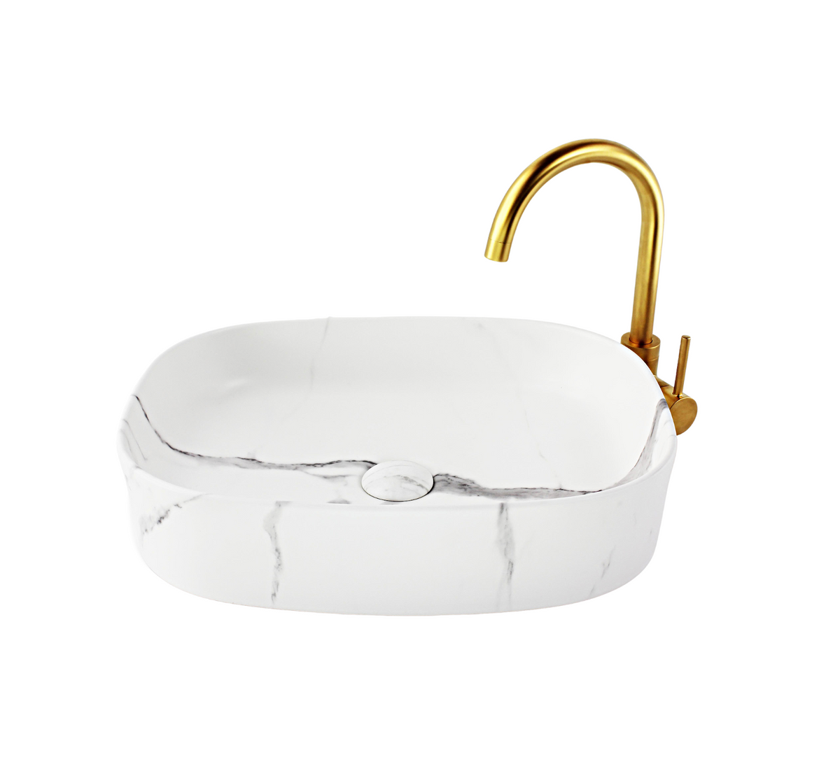 510*370*120 FEATHER EDGE RECTANGLE CURVE WHITE & GREY VEIN MATTE BASIN