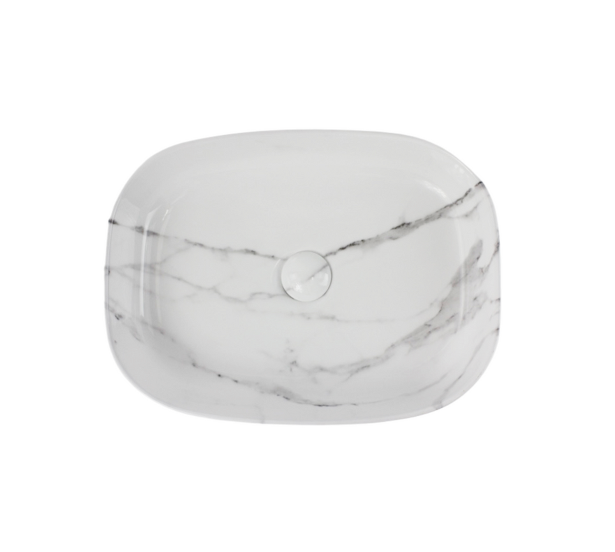 510*370*120 KHEUB FEATHER EDGE RECTANGLE CURVE WHITE & GREY VEIN GLOSS MEDIUM BASIN