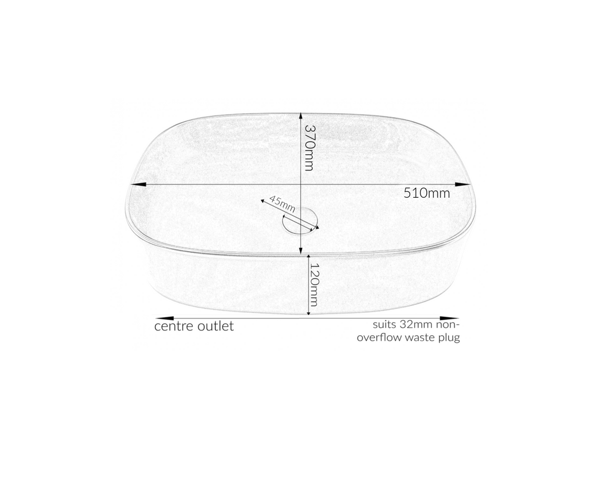 510*370*120 KHEUB FEATHER EDGE RECTANGLE CURVE WHITE & GREY VEIN GLOSS MEDIUM BASIN