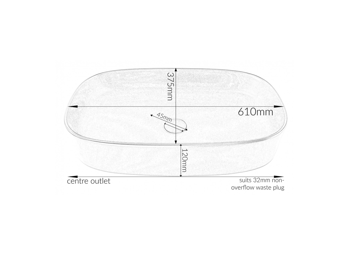 610*375*120 FEATHER EDGE RECTANGLE CURVE LARGE WHITE & GREY VEIN MATTE BASIN