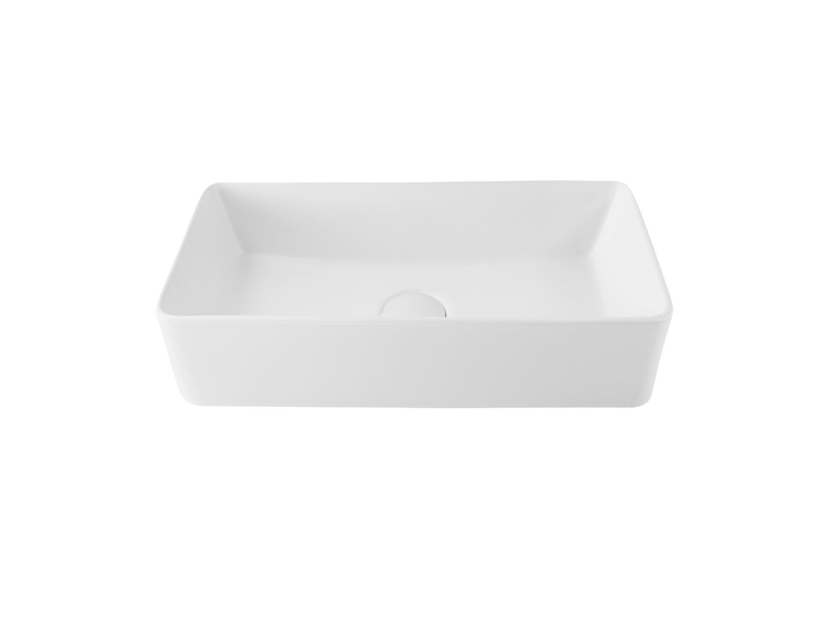 460*230*120 KROHLI FEATHER EDGE COMPACT WHITE GLOSS RECTANGLE COUNTERTOP BASIN