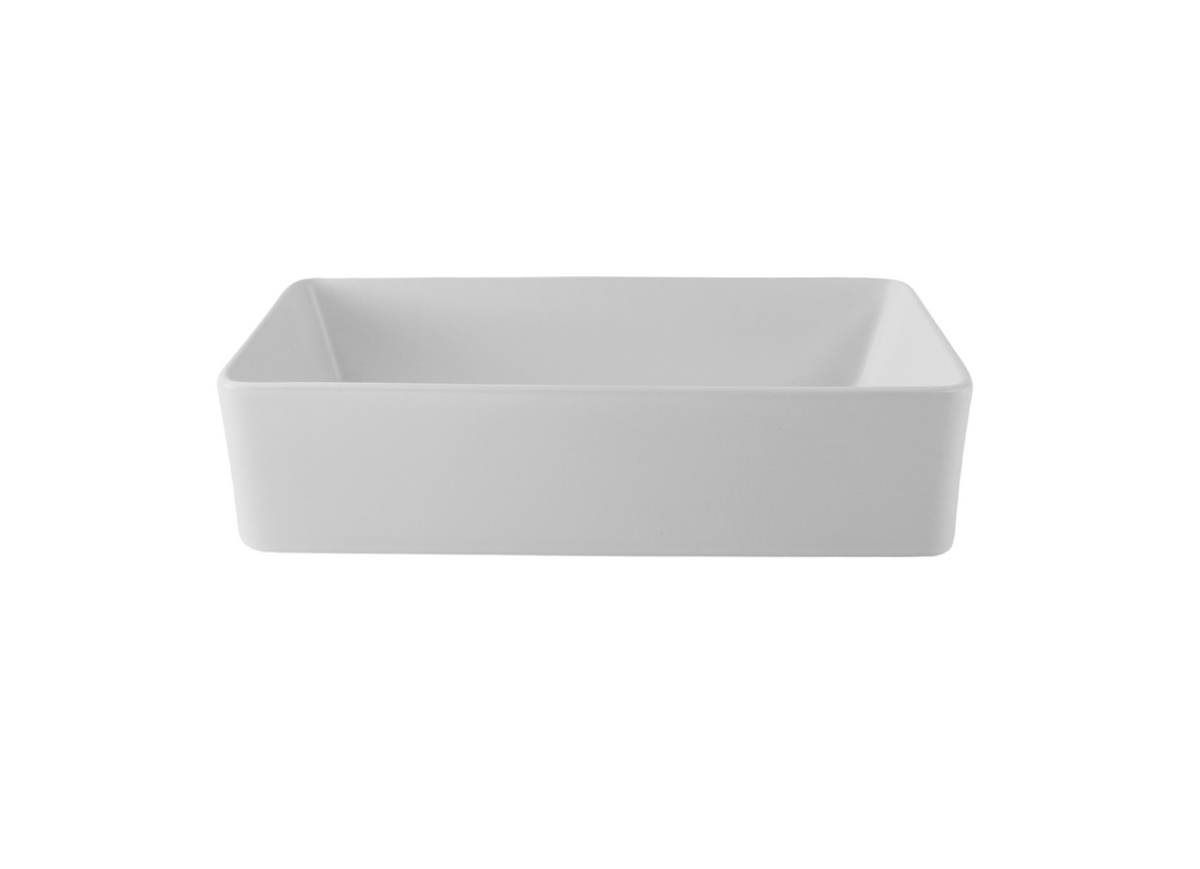 460*230*120 KROHLI FEATHER EDGE COMPACT WHITE GLOSS RECTANGLE COUNTERTOP BASIN