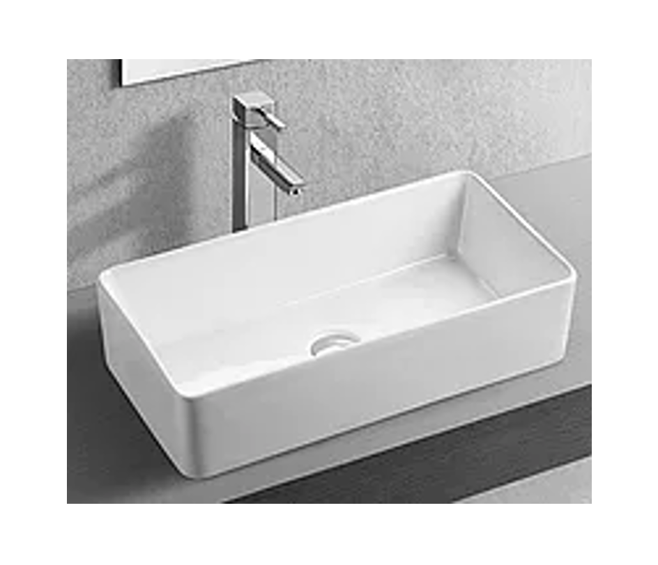 585*300*145 KROHLI COMPACT 585 THIN EDGE RECTANGLE WHITE GLOSS CERAMIC BASIN