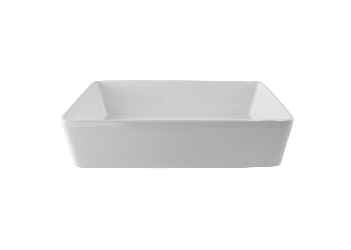 585*300*145 KROHLI COMPACT 585 THIN EDGE RECTANGLE WHITE GLOSS CERAMIC BASIN