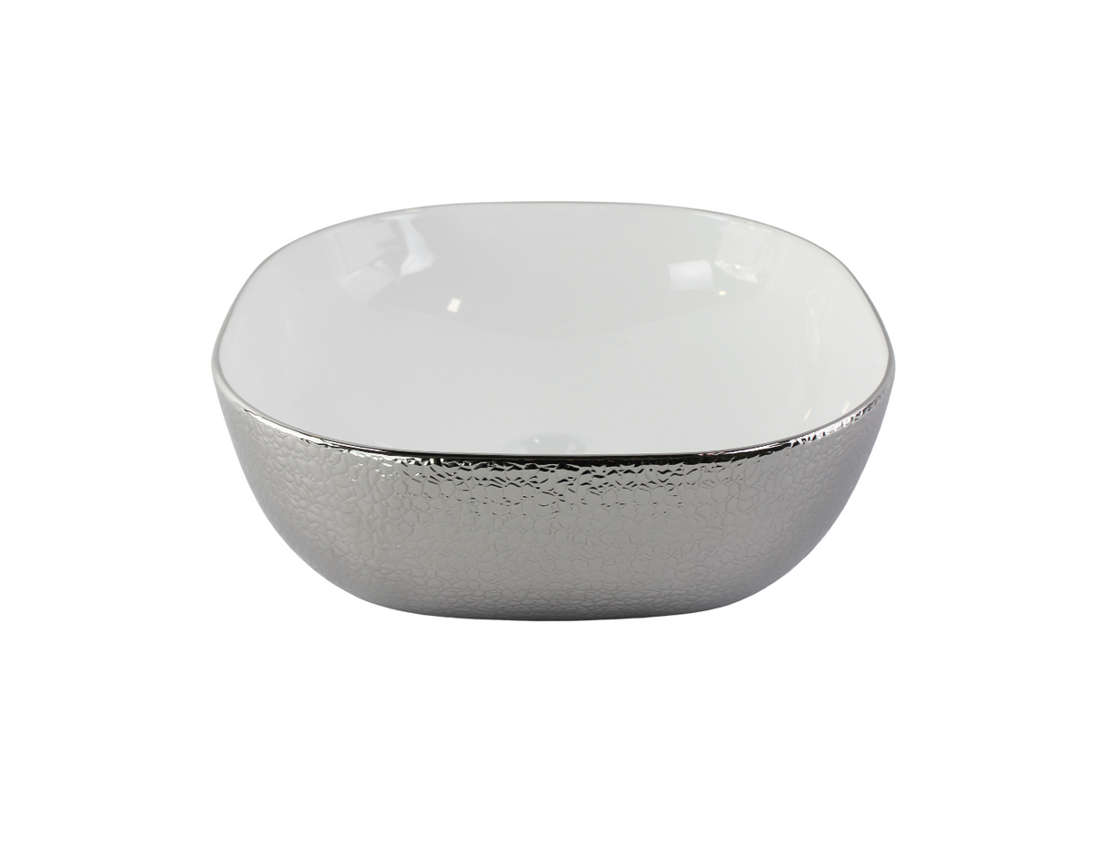 425*425*145 KHEUB CROC SILVER SQUARE CURVE FEATHER EDGE CERAMIC VANITY BASIN