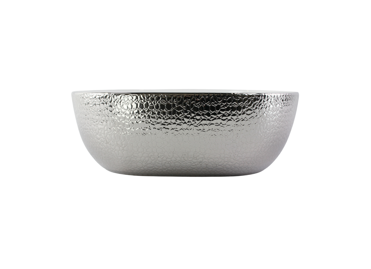 425*425*145 KHEUB CROC SILVER SQUARE CURVE FEATHER EDGE CERAMIC VANITY BASIN