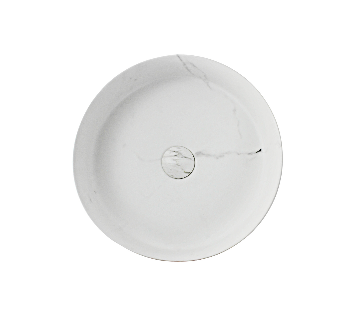 400*400*125 KHEUB FEATHER EDGE ROUND WHITE & GREY VEIN MATTE BASIN