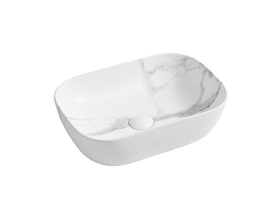 455*325*135 KHEUB FEATHER EDGE RECTANGLE CURVE WHITE & GREY VEIN MATTE BASIN