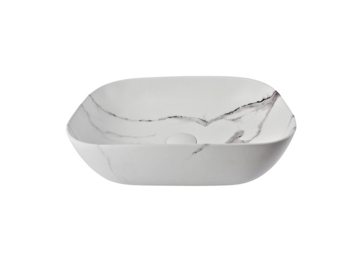 455*325*135 KHEUB FEATHER EDGE RECTANGLE CURVE WHITE & GREY VEIN MATTE BASIN