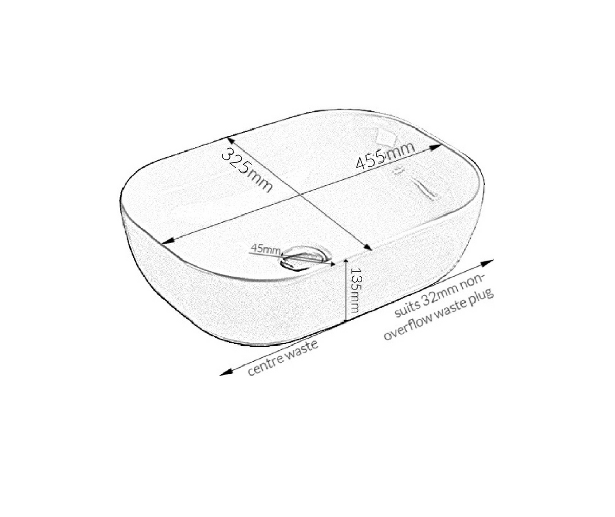 455*325*135 KHEUB FEATHER EDGE RECTANGLE CURVE WHITE & GREY VEIN MATTE BASIN