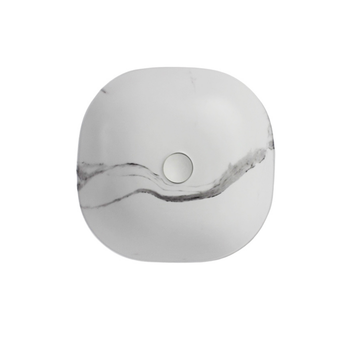425*425*145 KHEUB FEATHER EDGE SQUARE CURVE WHITE & GREY VEIN MATTE BASIN