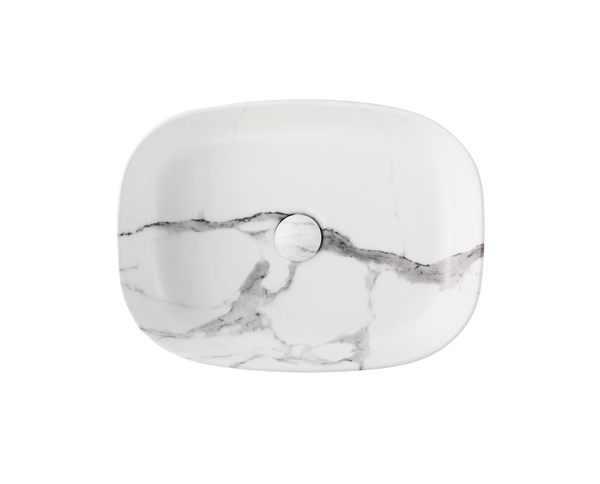510*370*120 FEATHER EDGE RECTANGLE CURVE WHITE & GREY VEIN MATTE BASIN