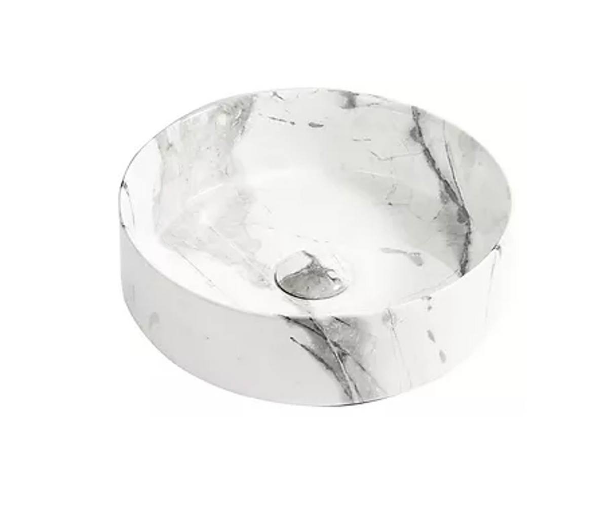 365*365*125 KHEUB FEATHER EDGE ROUND CALACATTA GLOSS VANITY BASIN