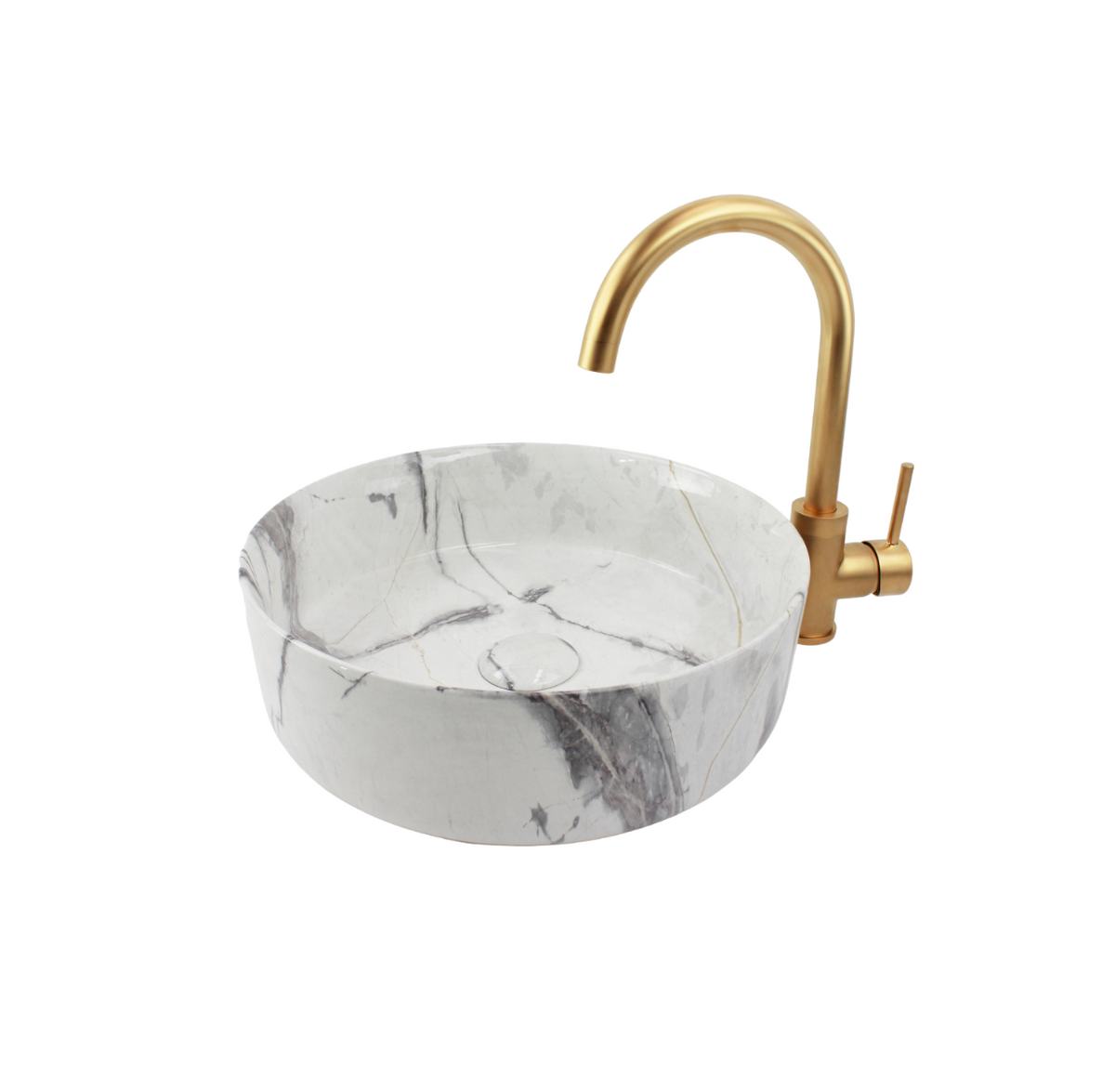 365*365*125 KHEUB FEATHER EDGE ROUND CALACATTA GLOSS VANITY BASIN