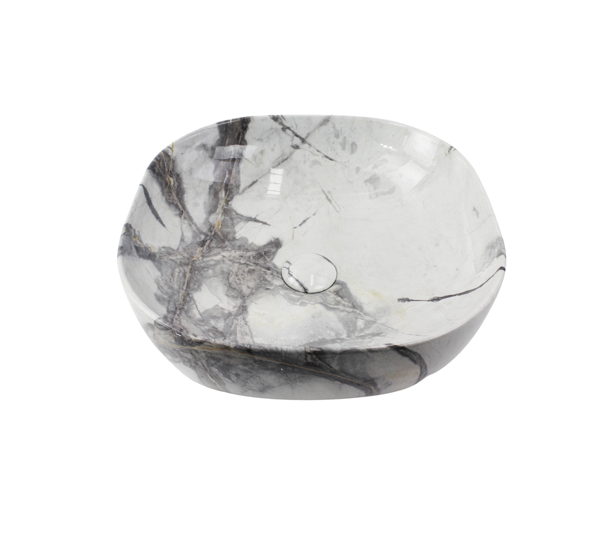 425*425*145 KHEUB FEATHER EDGE SQUARE CURVE CALACATTA GLOSS VANITY BASIN