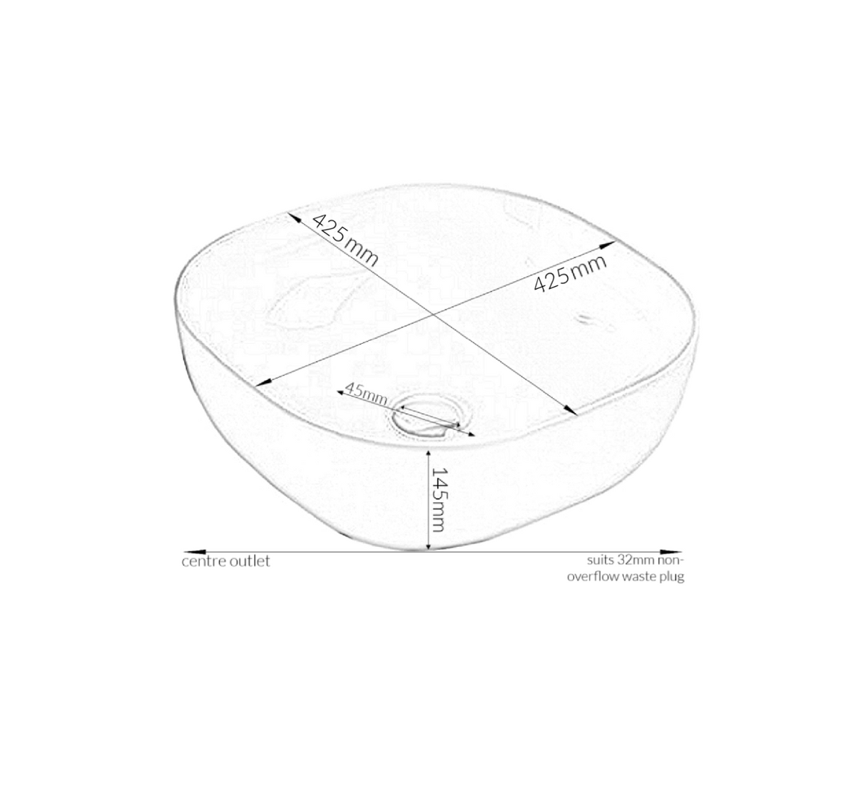 425*425*145 KHEUB FEATHER EDGE SQUARE CURVE CALACATTA GLOSS VANITY BASIN