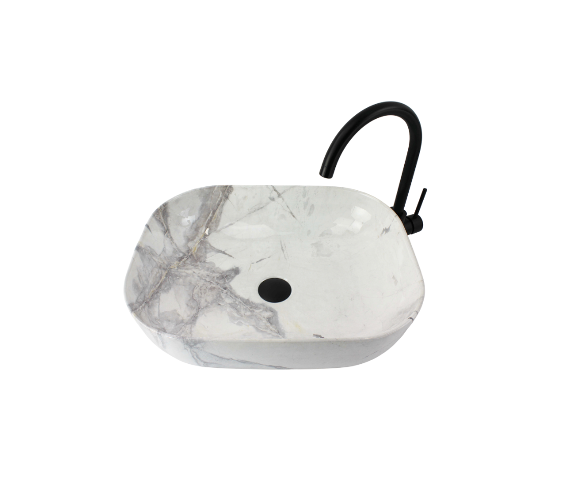 505*405*145 KHEUB FEATHER EDGE CALACATTA GLOSS LARGE CERAMIC BASIN