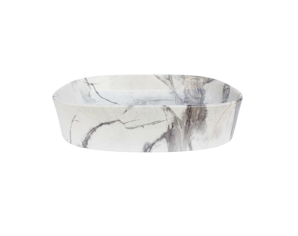 510*370*120 KHEUB FEATHER EDGE RECTANGLE CURVE GLOSS CALACATTA MEDIUM BASIN