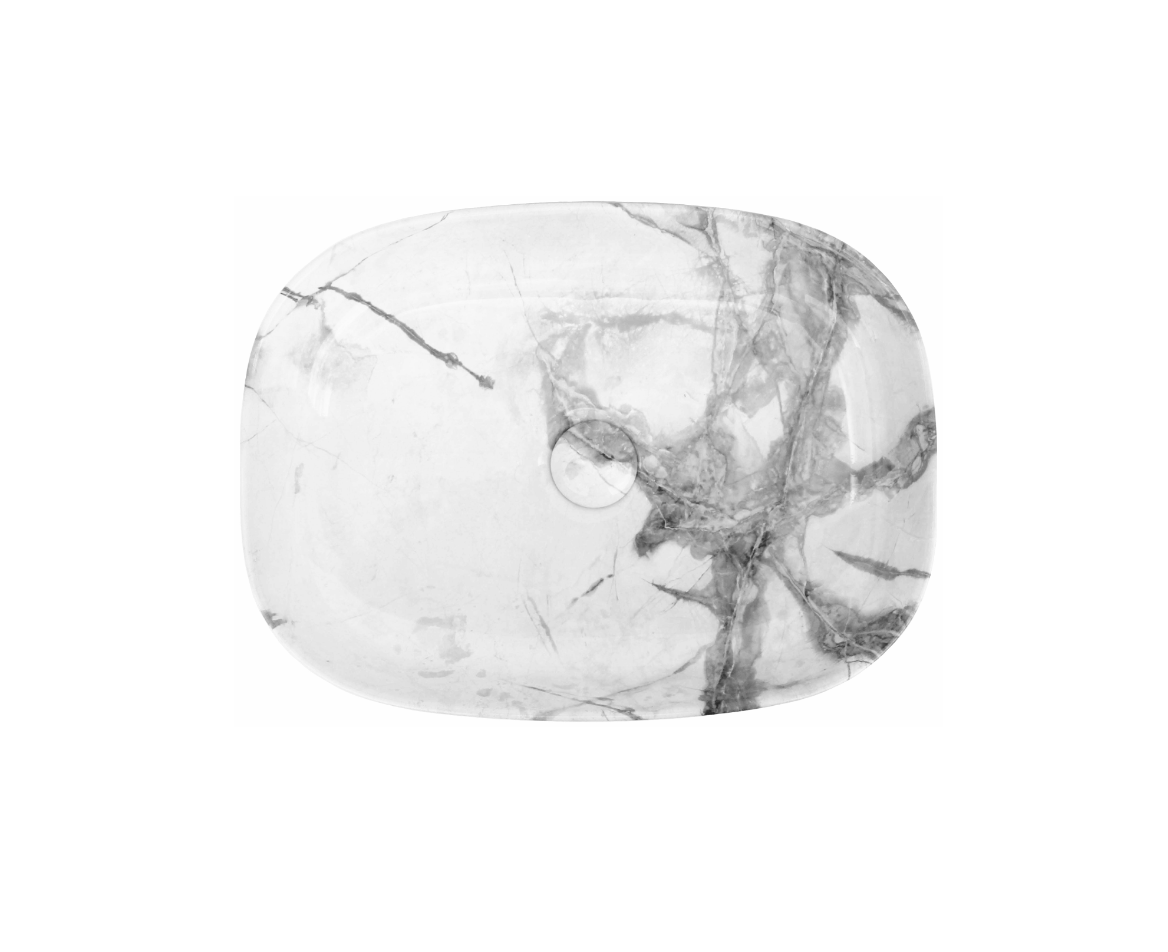 510*370*120 KHEUB FEATHER EDGE RECTANGLE CURVE GLOSS CALACATTA MEDIUM BASIN