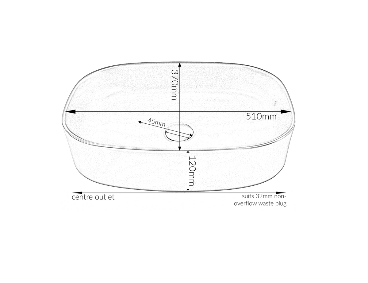510*370*120 KHEUB FEATHER EDGE RECTANGLE CURVE GLOSS CALACATTA MEDIUM BASIN