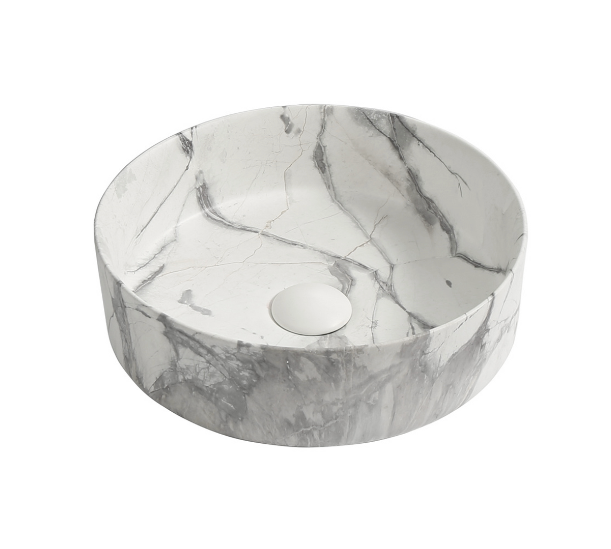 365*365*125 KHEUB FEATHER EDGE CALACATTA MATTE ROUND COMPACT BASIN