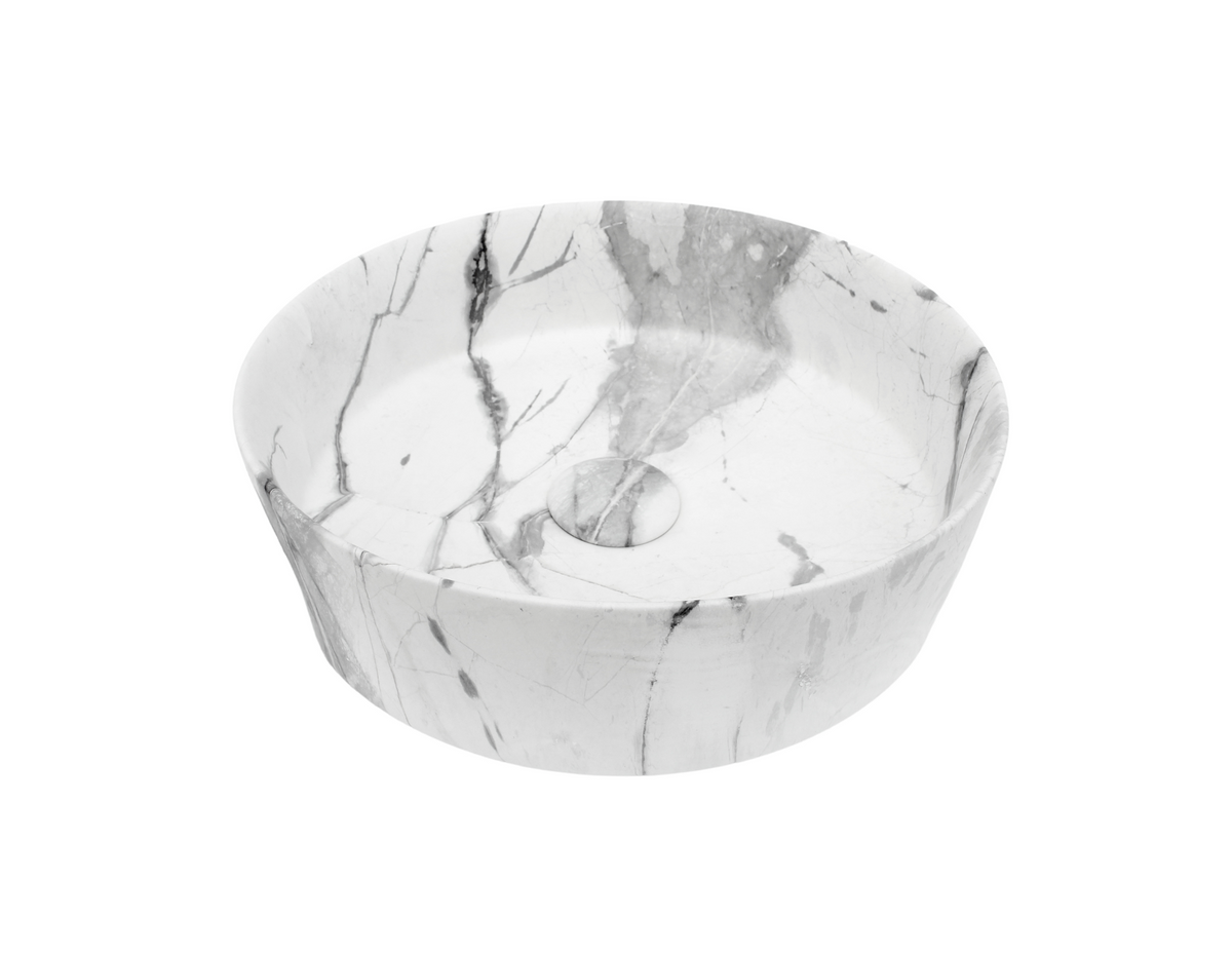 365*365*125 KHEUB FEATHER EDGE CALACATTA MATTE ROUND COMPACT BASIN