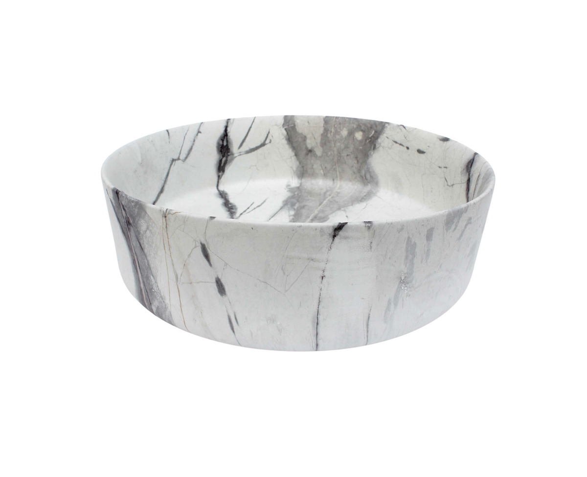 365*365*125 KHEUB FEATHER EDGE CALACATTA MATTE ROUND COMPACT BASIN