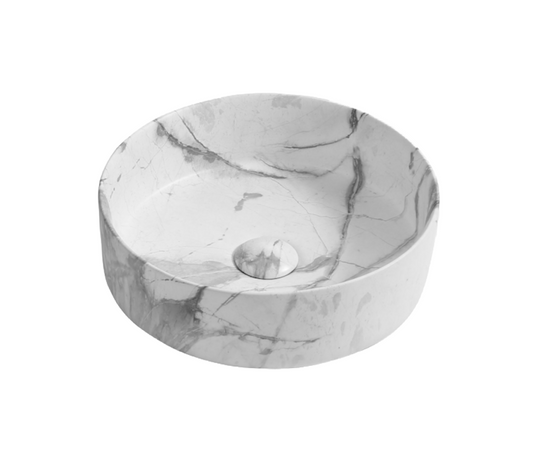 400*400*125 KHEUB FEATHER EDGE CALACATTA MATTE ROUND BASIN