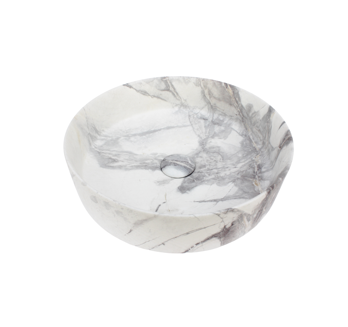 400*400*125 KHEUB FEATHER EDGE CALACATTA MATTE ROUND BASIN