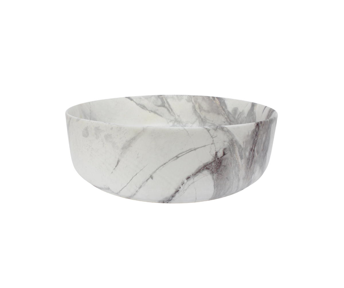 400*400*125 KHEUB FEATHER EDGE CALACATTA MATTE ROUND BASIN