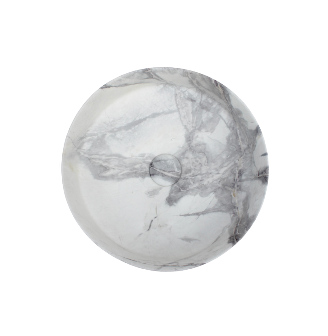 400*400*125 KHEUB FEATHER EDGE CALACATTA MATTE ROUND BASIN