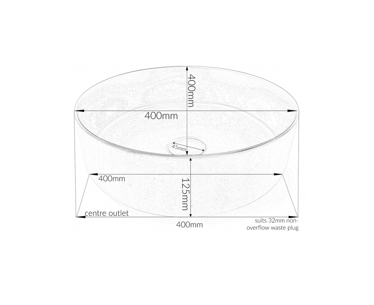 400*400*125 KHEUB FEATHER EDGE CALACATTA MATTE ROUND BASIN