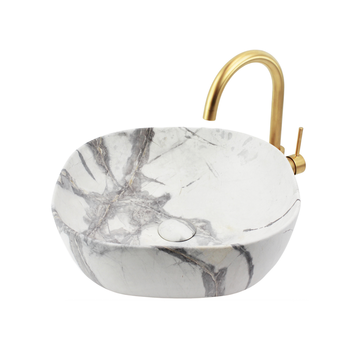 425*425*145 KHEUB FEATHER EDGE CALACATTA MATTE SQUARE CURVE BASIN