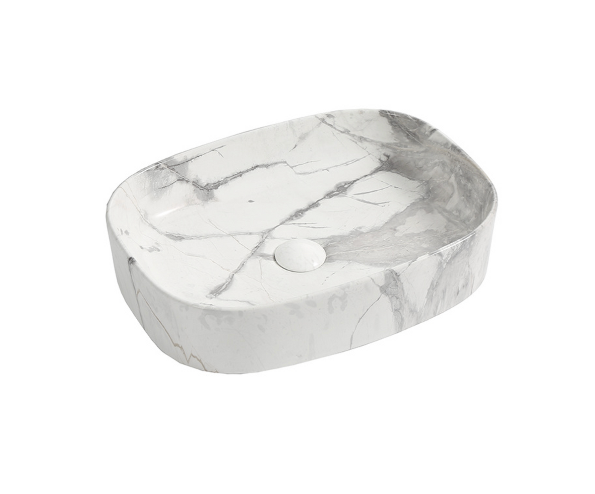 510*370*120 KHEUB FEATHER EDGE RECTANGLE CURVE MATTE CALACATTA MEDIUM BASIN