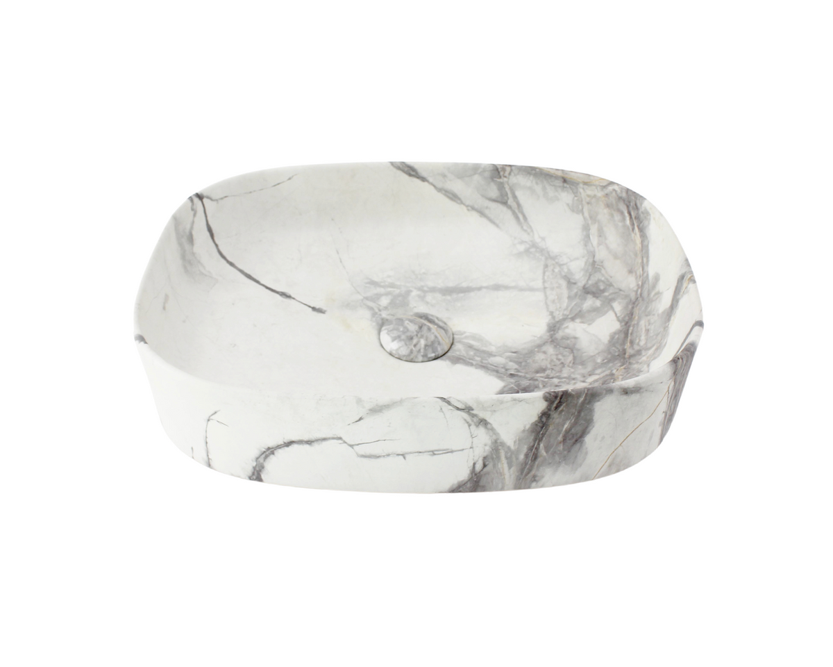 510*370*120 KHEUB FEATHER EDGE RECTANGLE CURVE MATTE CALACATTA MEDIUM BASIN