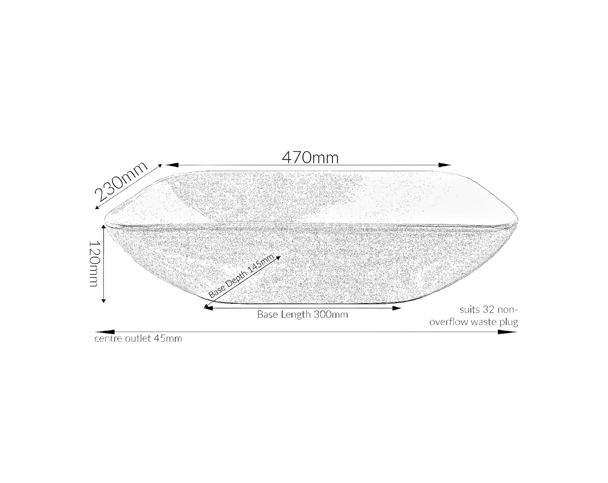 470*230*120 KROHLI FEATHER EDGE CALACATTA GLOSS COMPACT RECTANGLE CURVE BASIN