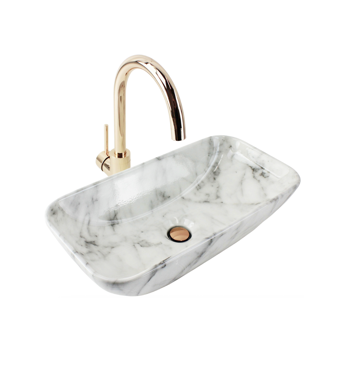 470*230*120 KROHLI FEATHER EDGE CALACATTA GLOSS COMPACT RECTANGLE CURVE BASIN