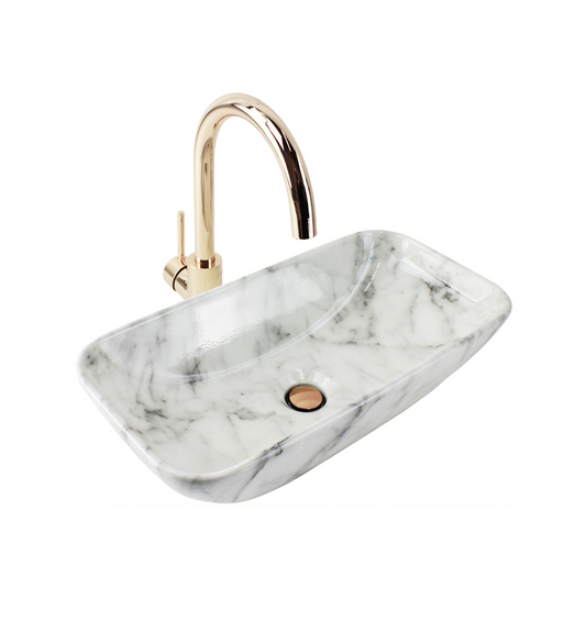 470*230*120 KROHLI FEATHER EDGE CALACATTA GLOSS COMPACT RECTANGLE CURVE BASIN
