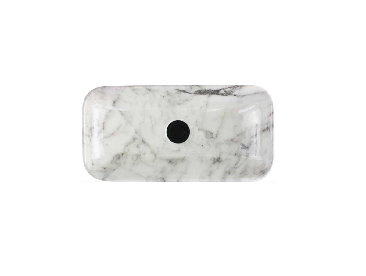 470*230*120 KROHLI FEATHER EDGE CALACATTA GLOSS COMPACT RECTANGLE CURVE BASIN