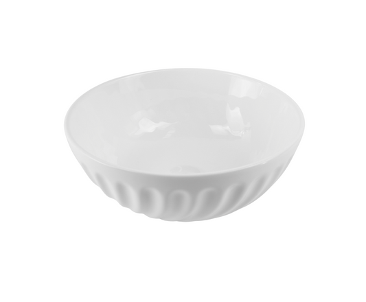 330*330*140 KHEUB HAMPTONS COMPACT ROUND EXTERNAL ETCH WHITE GLOSS BASIN
