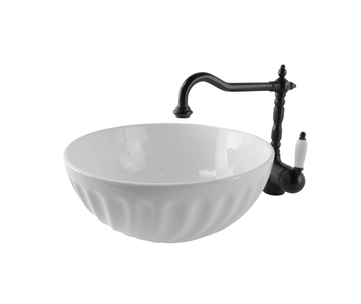 330*330*140 KHEUB HAMPTONS COMPACT ROUND EXTERNAL ETCH WHITE GLOSS BASIN