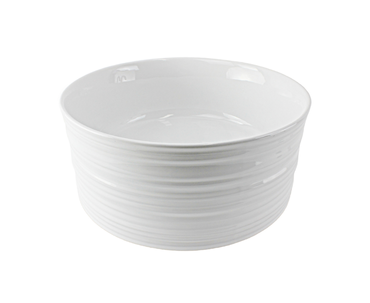 410*410*180 KHEUB HAMPTONS ROUND FEATHER EDGE EXTERNAL ETCH WHITE GLOSS CERAMIC BASIN
