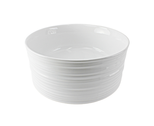 410*410*180 KHEUB HAMPTONS ROUND FEATHER EDGE EXTERNAL ETCH WHITE GLOSS CERAMIC BASIN